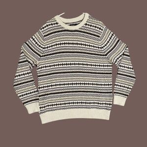 Vintage Men's Croft & Barrow 100% Cotton Fair Isle Knit Sweater | Size L